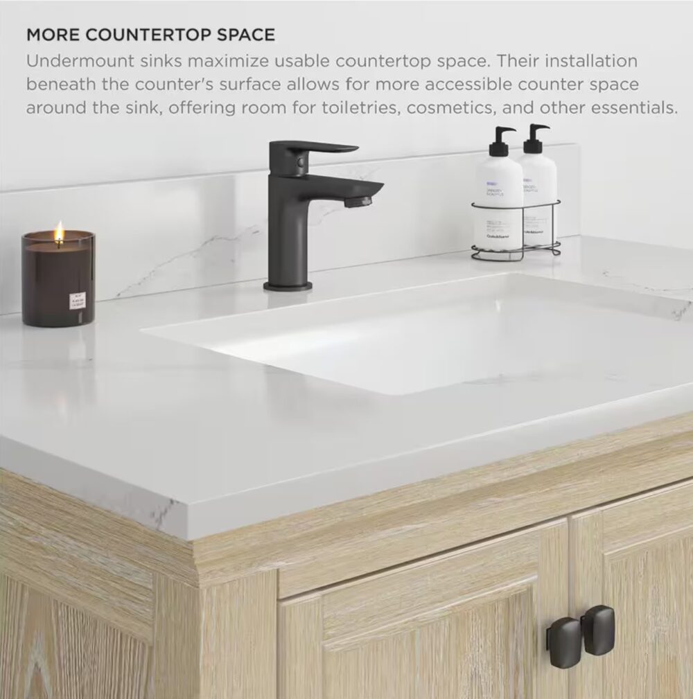 21.5 in. Undermount Rectangular Vitreous China Bathroom Sink in White - Image 2