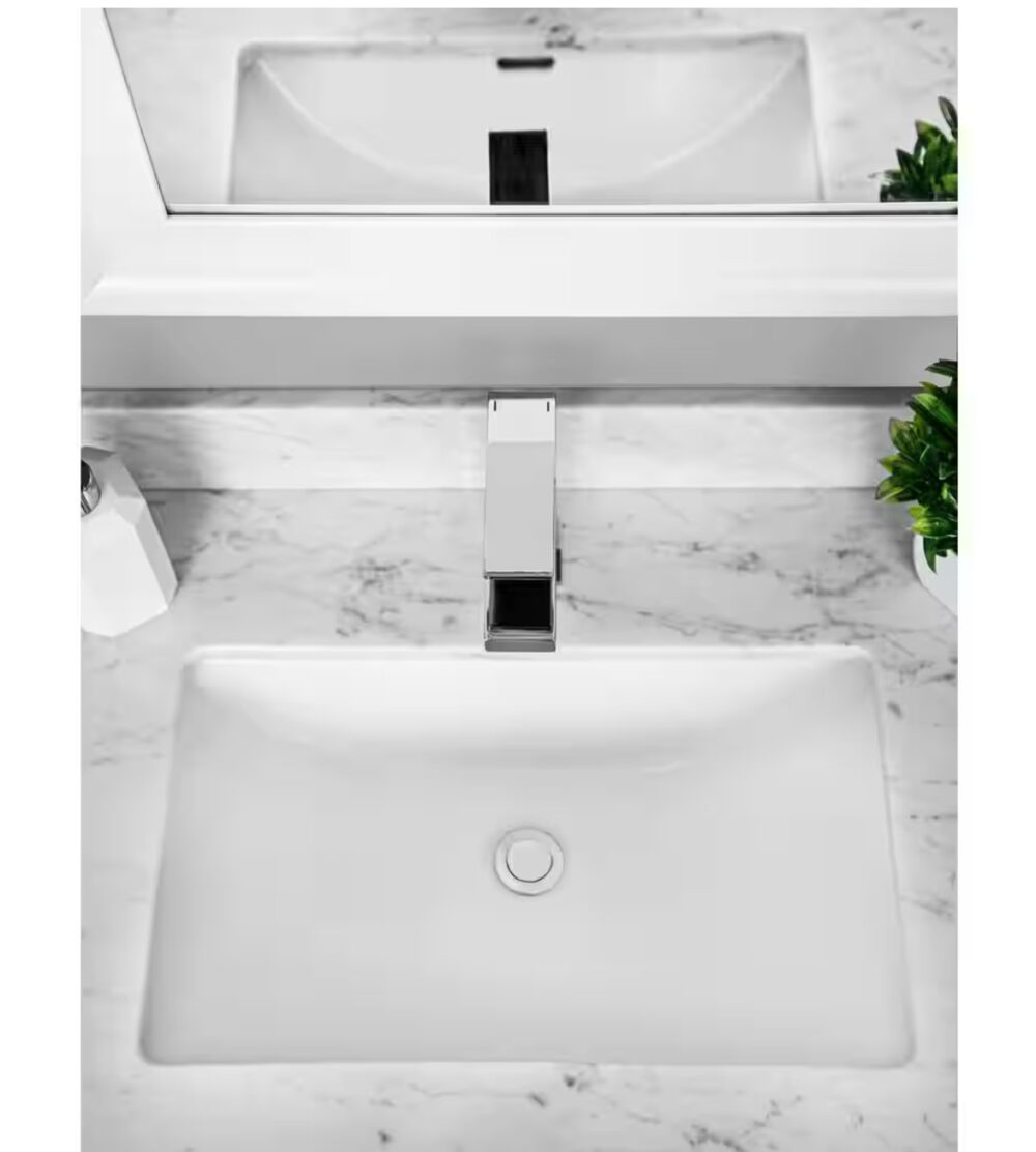 21.5 in. Undermount Rectangular Vitreous China Bathroom Sink in White - Image 3