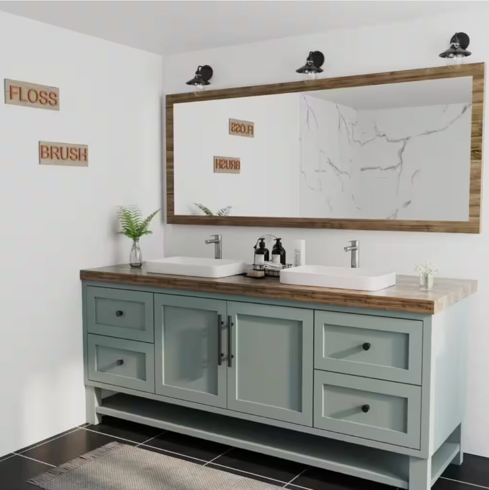 19 in. L x 13 in. W Rectangular Bathroom Ceramic Semi-Recessed Vessel Sink White Art Basin - Image 3