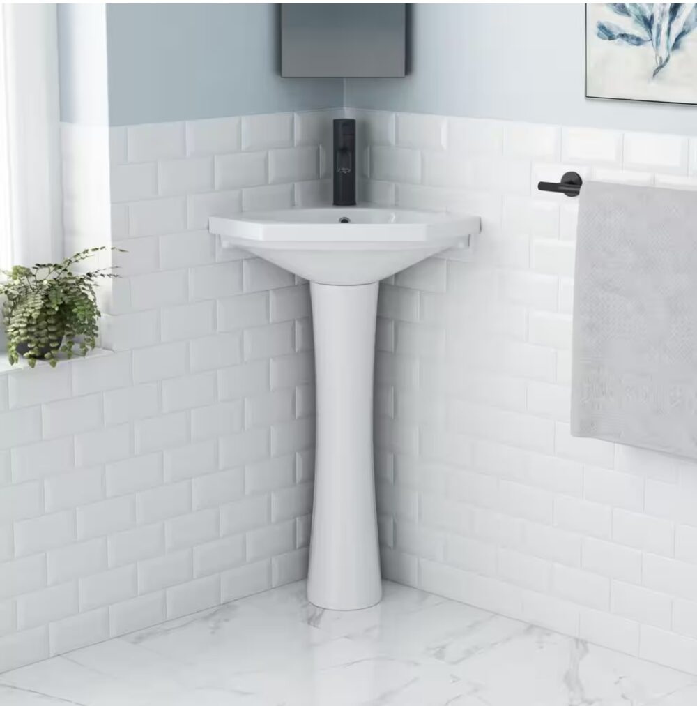 St.Tropez Corner Two-Piece Pedestal Sink - Image 2